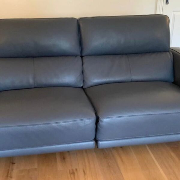 Contemporary Navy Blue Leather Recliner Sofa Set – 3 Seater