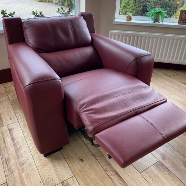 Premium Burgundy Red Leather Recliner Sofa Set – 3+1 Seater Modern Comfort Collection
