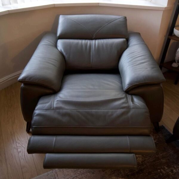 Modern Charcoal Grey Leather Recliner Sofa Set – 3+1 Seater Premium Comfort Series